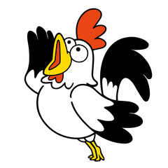 手を添えて叫ぶ雄鶏のイラスト