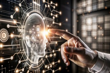 Activates Futuristic Artificial Intelligence. Visualization of Machine Learning, AI, Computer Technology