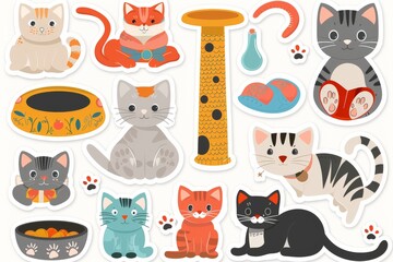 a set stickers on theme cat