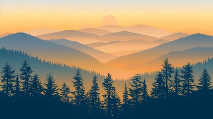 Obraz premium mountain, landscape, sky, sunset, fog, mountains, nature, sunrise, forest, cloud, clouds, hill, morning, mist, sun, view, winter, valley, tree, dawn, snow, hills, travel, peak, light