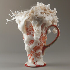 Obraz premium Elegant Refreshment: Cherry Juice Elegantly Poured into a Tall Porcelain Cup