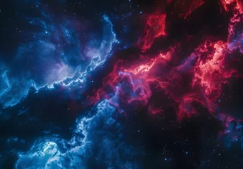 Dark Blue Red Nebula Stars Cinematic Background