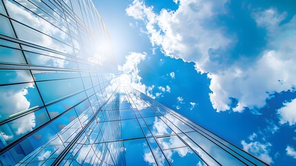 Modern Glass Building Sky Clouds