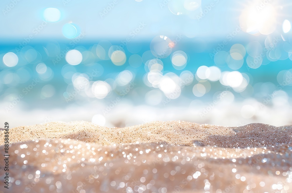 Poster Boho Beach Sand Background with Bokeh