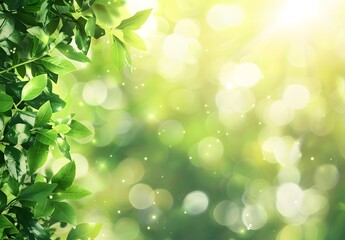 Fototapeta premium Green Nature Bokeh Background with Sunlight