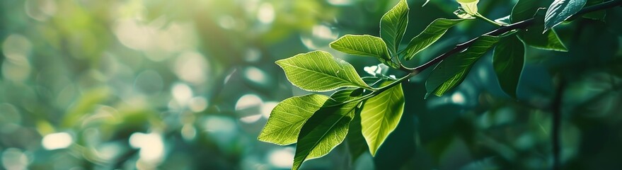 Obraz premium Blurred Green Leaves Background - Spring Nature Design