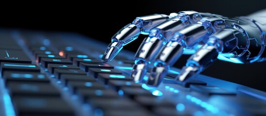 A Metallic Robotic Hand Typing on a Keyboard