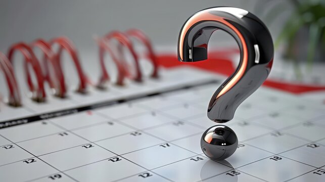 3D question mark with a calendar schedule background No people
