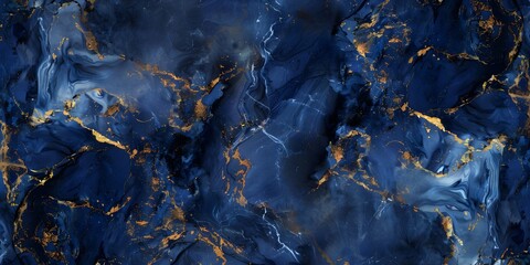 Fototapeta premium Abstract Blue Marble with Golden Veins
