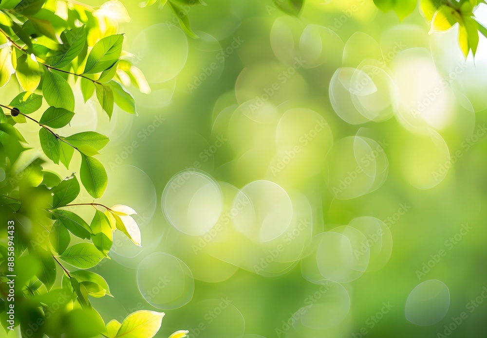 Canvas Prints green bokeh background with leaves for banner