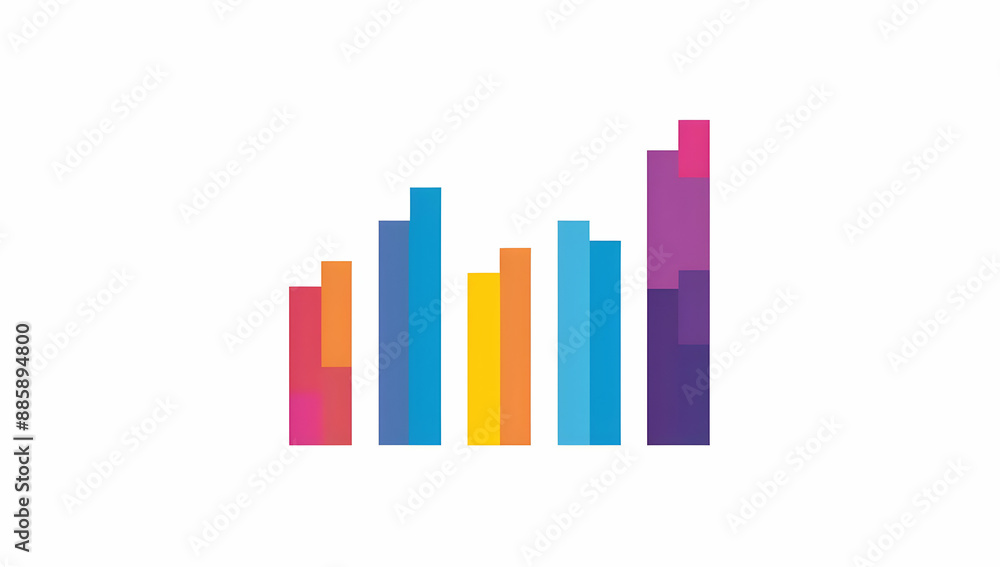 Poster abstract colorful bar chart graphic representing data analytics, growth, performance, and statistica