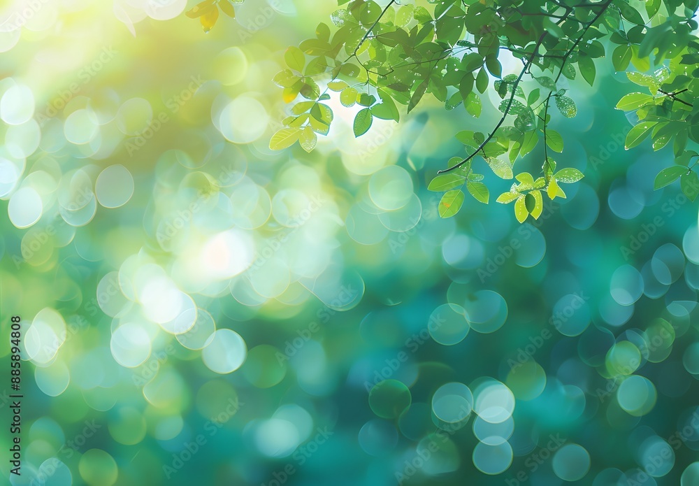 Canvas Prints abstract green bokeh background with leaves