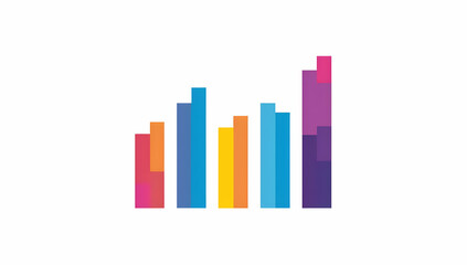 Abstract colorful bar chart graphic representing data analytics, growth, performance, and statistical information. Ideal for business visuals.