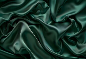 Obraz premium Dark Green Silk Satin Fabric Drape, Abstract Background