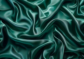 Obraz premium Abstract Green Silk Satin Fabric Background