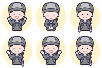 女性工場作業員のポーズセット_02