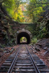 Old Brick Tunnel Leading to Vintage Trains &ndash; A Historic Rail Passageway
