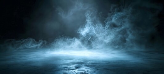 Obraz premium Dark Foggy Background with Blue Light