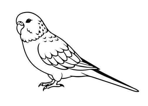 black and white parakeet standing clip art preview