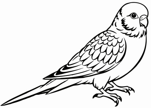 recommend clip art: Line art of Budgerigar vector 