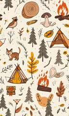 cartoon 2d illustrator doodle pattern, cute pattern in graphic seamless pattern