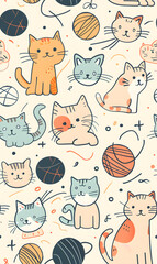 cartoon 2d illustrator doodle pattern, cute pattern in graphic seamless pattern