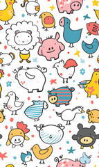cartoon 2d illustrator doodle pattern, cute pattern in graphic seamless pattern