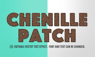 chenille embroidery patch text effect. 100% editable vector.