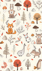 Fototapeta premium cartoon 2d illustrator doodle pattern, cute pattern in graphic seamless pattern