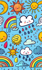 cartoon 2d illustrator doodle pattern, cute pattern in graphic seamless pattern