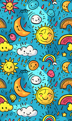 cartoon 2d illustrator doodle pattern, cute pattern in graphic seamless pattern