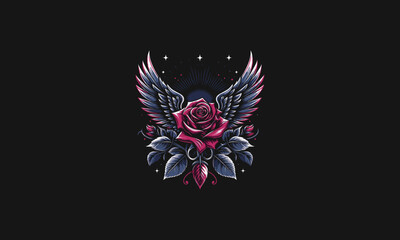 Fototapeta premium red rose with wings vector illustration artwork design