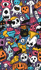 cartoon 2d illustrator doodle pattern, cute pattern in graphic seamless pattern