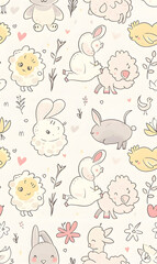 cartoon 2d illustrator doodle pattern, cute pattern in graphic seamless pattern