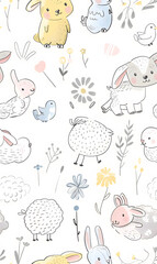 Fototapeta premium cartoon 2d illustrator doodle pattern, cute pattern in graphic seamless pattern