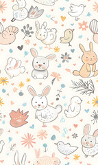 cartoon 2d illustrator doodle pattern, cute pattern in graphic seamless pattern