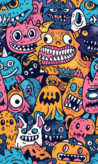 cartoon 2d illustrator doodle pattern, cute pattern in graphic seamless pattern