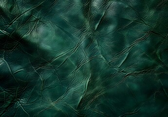 Dark Green Leather Texture Background Top View