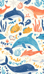 Fototapeta premium cartoon 2d illustrator doodle pattern, cute pattern in graphic seamless pattern