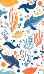 cartoon 2d illustrator doodle pattern, cute pattern in graphic seamless pattern