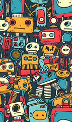 cartoon 2d illustrator doodle pattern, cute pattern in graphic seamless pattern