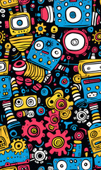 Obraz premium cartoon 2d illustrator doodle pattern, cute pattern in graphic seamless pattern