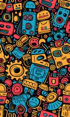 cartoon 2d illustrator doodle pattern, cute pattern in graphic seamless pattern