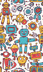 cartoon 2d illustrator doodle pattern, cute pattern in graphic seamless pattern