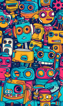 Fototapeta cartoon 2d illustrator doodle pattern, cute pattern in graphic seamless pattern