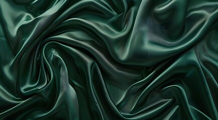 Obraz premium Dark Green Silk Satin Drape Background