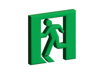 非常口マーク リアルで立体的な3Dの非常口誘導灯のイラスト アイコン素材