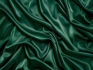 Fototapeta premium Elegant Dark Green Silk Satin Fabric Background