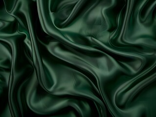 Fototapeta premium Elegant Dark Green Silk Satin Fabric Background