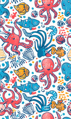 cartoon 2d illustrator doodle pattern, cute pattern in graphic seamless pattern